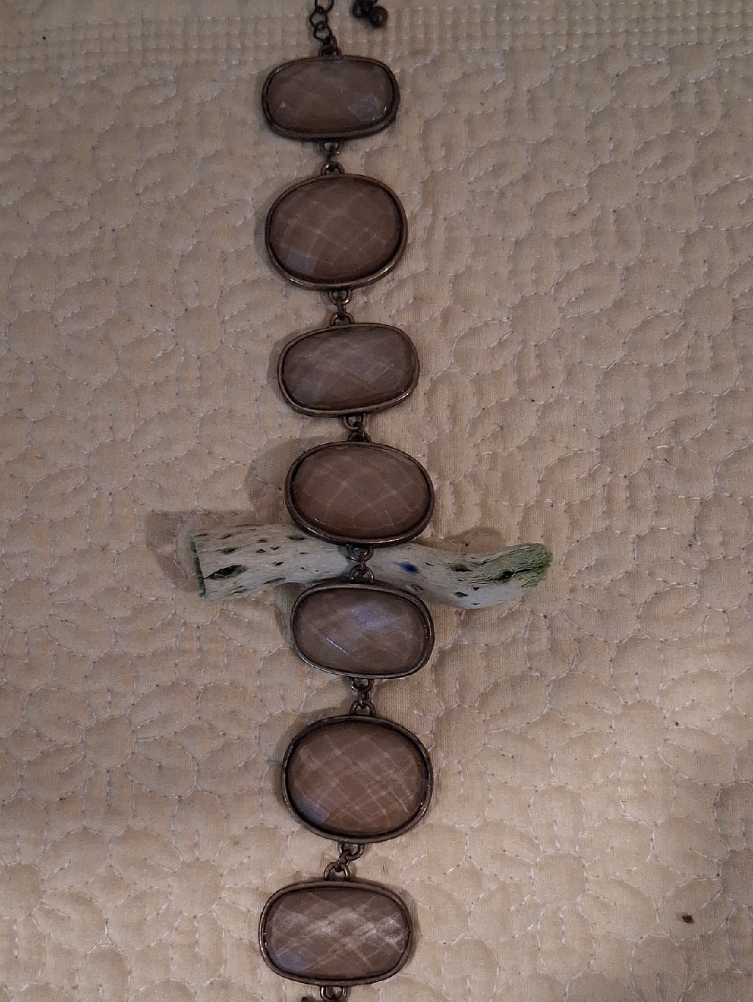 Neutral Taupe Stone Link Bracelet - Elegant Womens Bracelet 7$